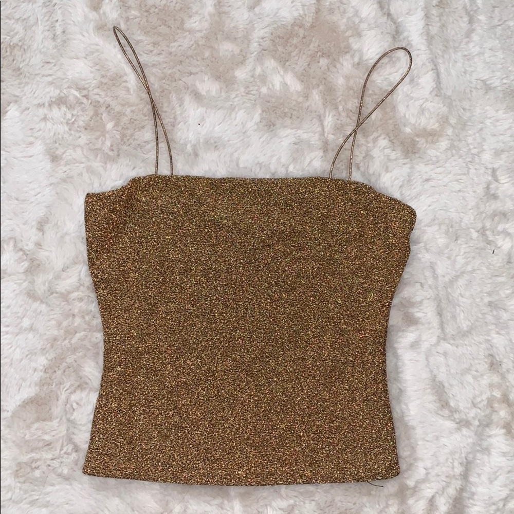 Gold sparkling spaghetti strap top